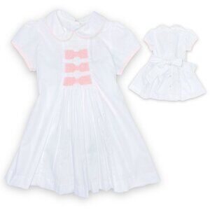 NWT Dondolo White + Pink Embroidered Smocked Dress + Bloomers Outfit Set 24m